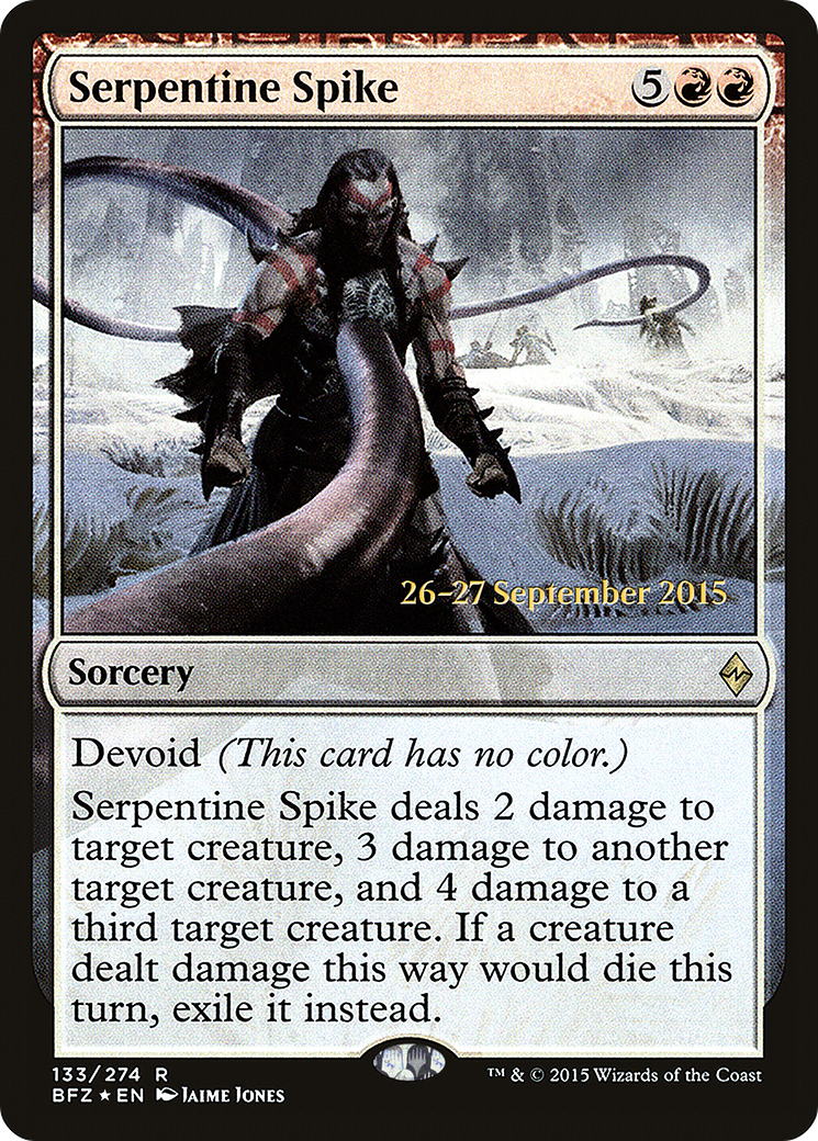 Serpentine Spike (PBFZ-133S) - Battle for Zendikar Promos: (devoid) Foil - Premium MTG Single from Wizards of the Coast - Just $0.08! Shop now at Game Crave Tournament Store