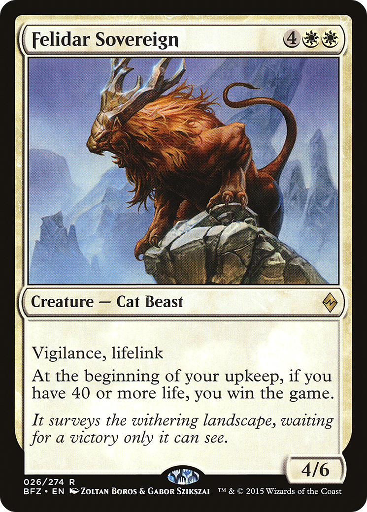 Felidar Sovereign (BFZ-026) - Battle for Zendikar - Premium MTG Single from Wizards of the Coast - Just $0.64! Shop now at Game Crave Tournament Store