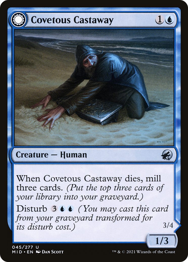 Covetous Castaway // Ghostly Castigator (MID-045) - Innistrad: Midnight Hunt: (Double Faced Transform) - Premium MTG Single from Wizards of the Coast - Just $0.08! Shop now at Game Crave Tournament Store