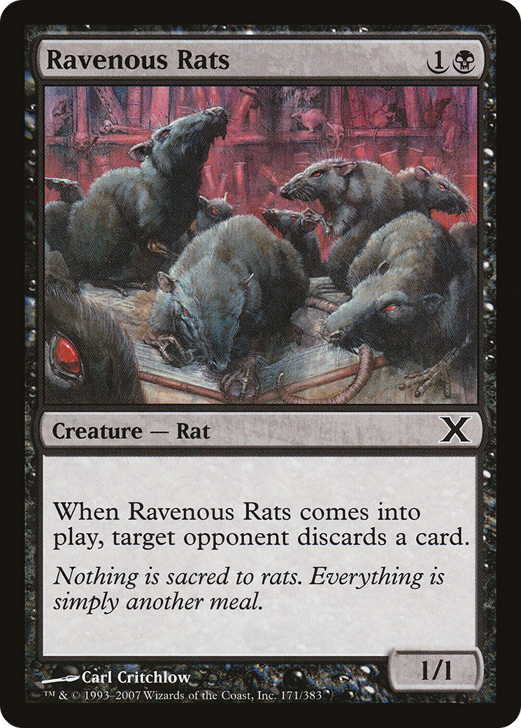 Ravenous Rats (10E-171) - Tenth Edition Foil - Premium MTG Single from Wizards of the Coast - Just $0.18! Shop now at Game Crave Tournament Store
