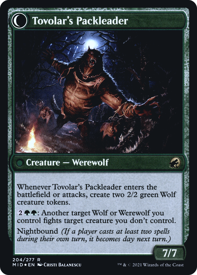 Tovolar's Huntmaster // Tovolar's Packleader (PMID-204S) - Innistrad: Midnight Hunt Promos: (Double Faced Transform) Foil - Premium MTG Single from Wizards of the Coast - Just $0.10! Shop now at Game Crave Tournament Store