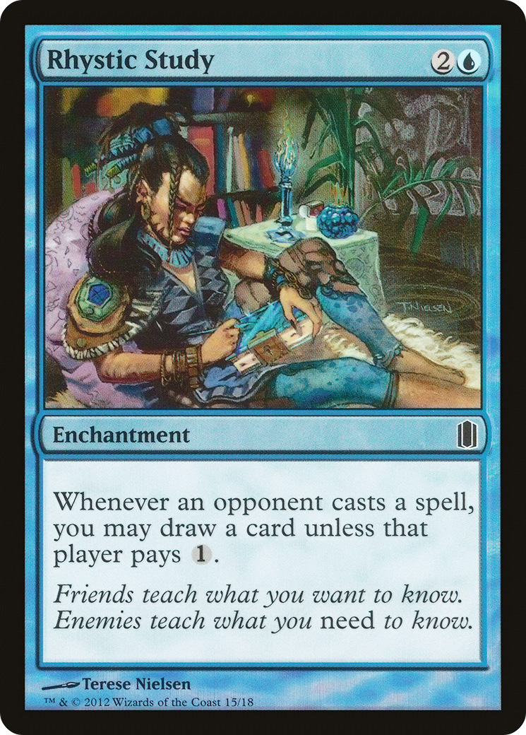 Rhystic Study (CM1-015) - Commander's Arsenal Foil - Premium MTG Single from Wizards of the Coast - Just $71.26! Shop now at Game Crave Tournament Store