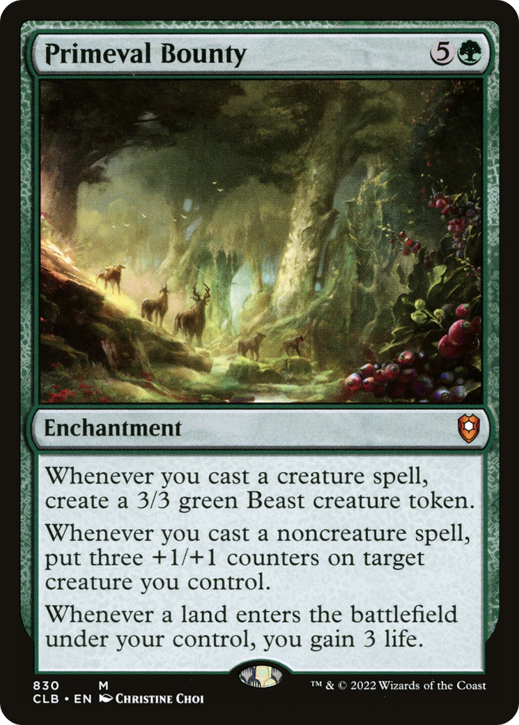 Primeval Bounty (CLB-830) - Commander Legends: Battle for Baldur's Gate - Premium MTG Single from Wizards of the Coast - Just $0.40! Shop now at Game Crave Tournament Store
