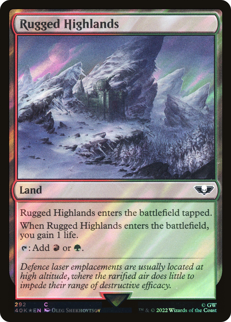 Rugged Highlands (40K-292★) - Warhammer 40,000 Commander Foil - Premium MTG Single from Wizards of the Coast - Just $0.25! Shop now at Game Crave Tournament Store