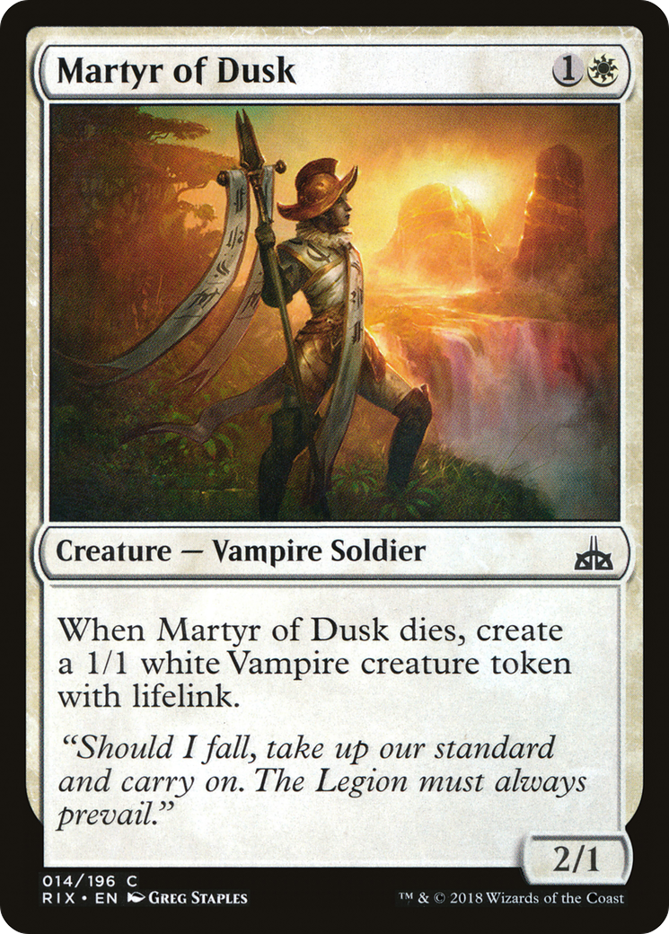 Martyr of Dusk (RIX-014) - Rivals of Ixalan Foil - Premium MTG Single from Wizards of the Coast - Just $0.64! Shop now at Game Crave Tournament Store