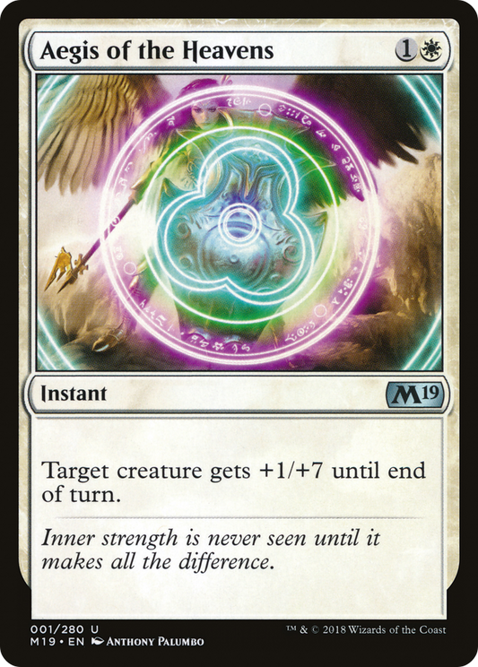 Aegis of the Heavens (M19-001) - Core Set 2019 - Premium MTG Single from Wizards of the Coast - Just $0.08! Shop now at Game Crave Tournament Store