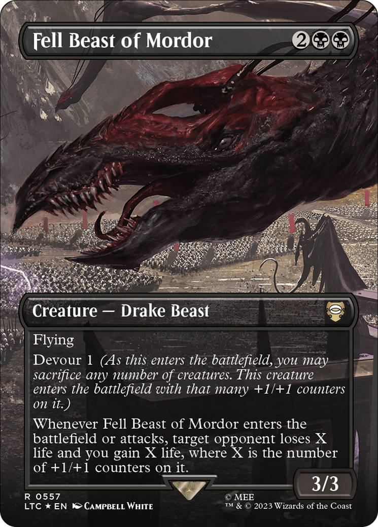 Fell Beast of Mordor (LTC-557) - Tales of Middle-earth Commander (Borderless) Foil - Premium MTG Single from Wizards of the Coast - Just $0.70! Shop now at Game Crave Tournament Store