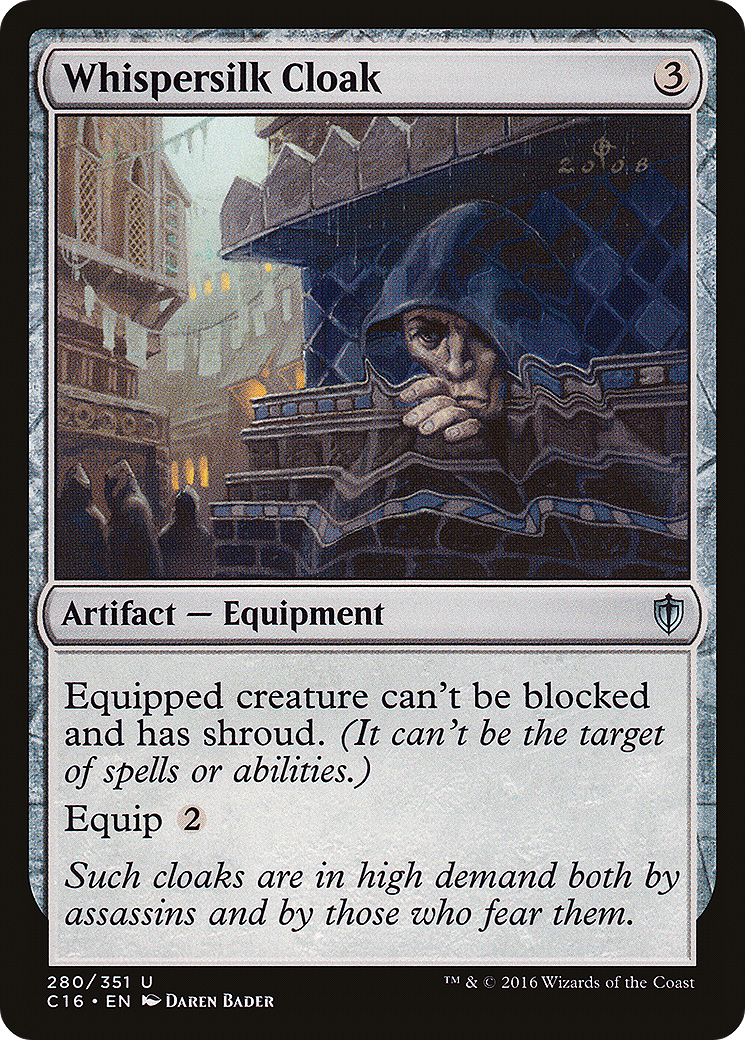 Whispersilk Cloak (C16-280) - Commander 2016 - Premium MTG Single from Wizards of the Coast - Just $0.61! Shop now at Game Crave Tournament Store