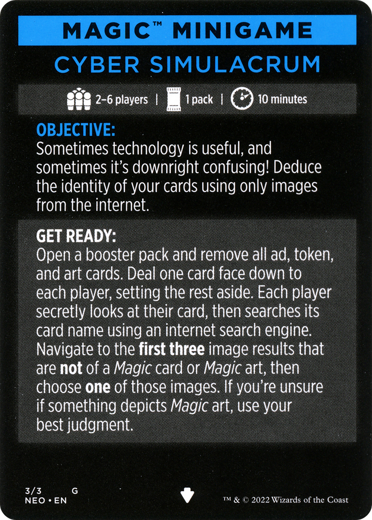 Cyber Simulacrum // Cyber Simulacrum (cont'd) (MNEO-003) - Kamigawa: Neon Dynasty Minigames Foil - Premium MTG Single from Wizards of the Coast - Just $0! Shop now at Game Crave Tournament Store