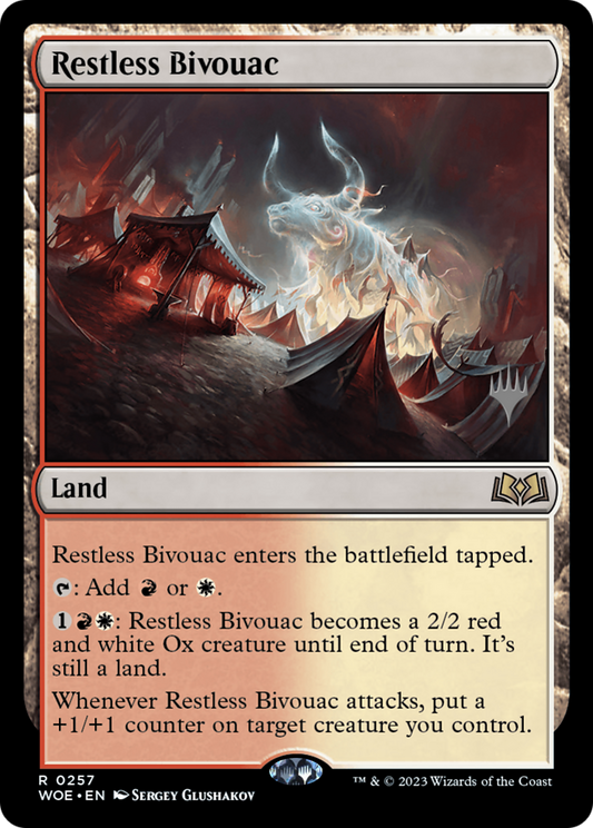 Restless Bivouac (PWOE-257P) - Wilds of Eldraine Promos - Premium MTG Single from Wizards of the Coast - Just $0.15! Shop now at Game Crave Tournament Store