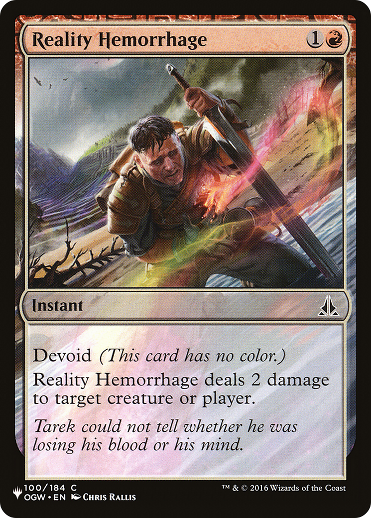 Reality Hemorrhage (PLIST-689) - The List: (devoid) - Premium MTG Single from Wizards of the Coast - Just $0.08! Shop now at Game Crave Tournament Store