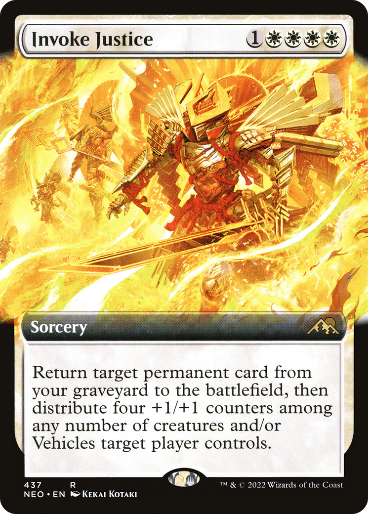 Invoke Justice (NEO-437) - Kamigawa: Neon Dynasty: (Extended Art) - Premium MTG Single from Wizards of the Coast - Just $0.08! Shop now at Game Crave Tournament Store