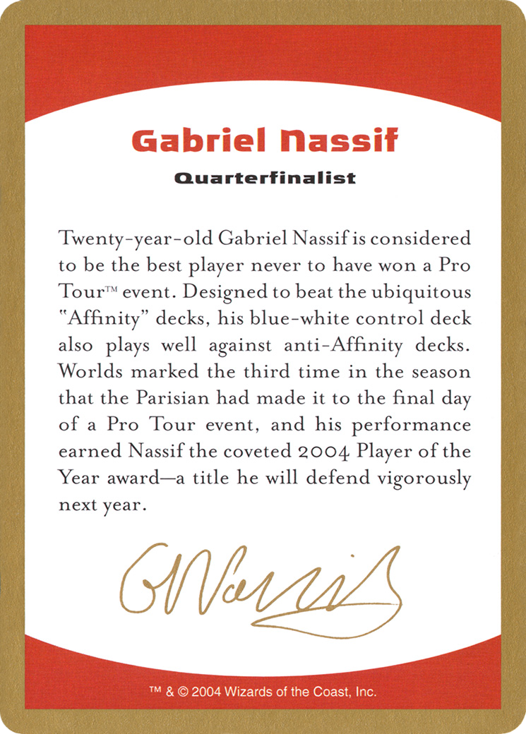 Gabriel Nassif Bio (WC04-GN0A) - World Championship Decks 2004 - Premium MTG Single from Wizards of the Coast - Just $0.79! Shop now at Game Crave Tournament Store