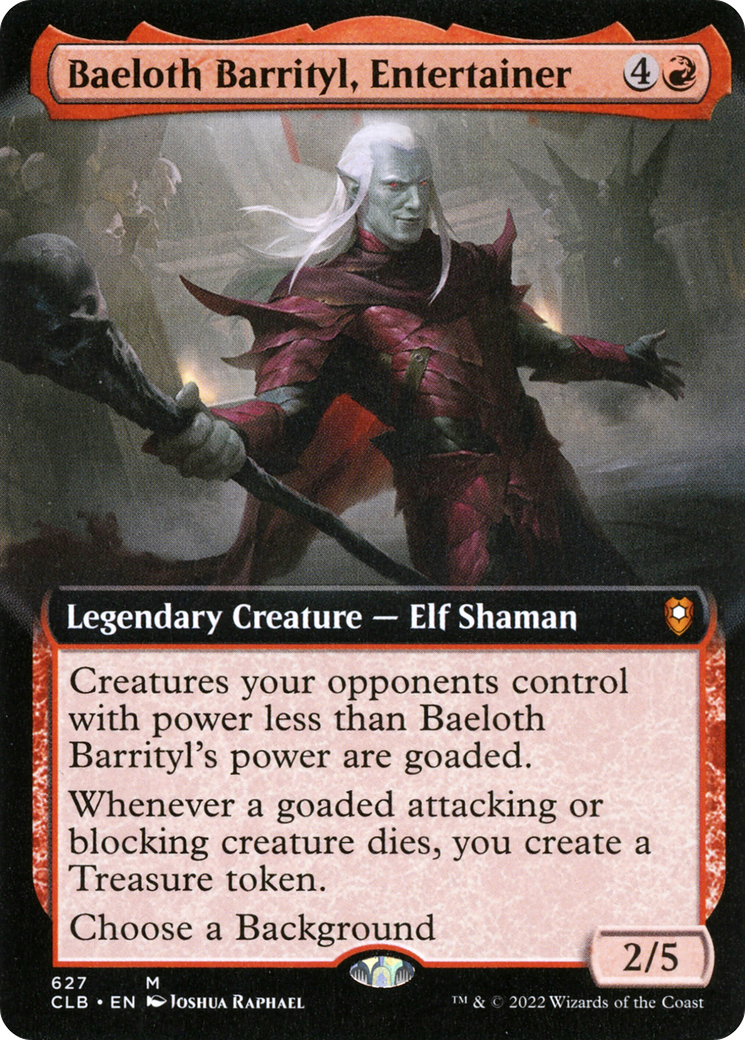 Baeloth Barrityl, Entertainer (CLB-627) - Commander Legends: Battle for Baldur's Gate: (Extended Art) - Premium MTG Single from Wizards of the Coast - Just $1.93! Shop now at Game Crave Tournament Store