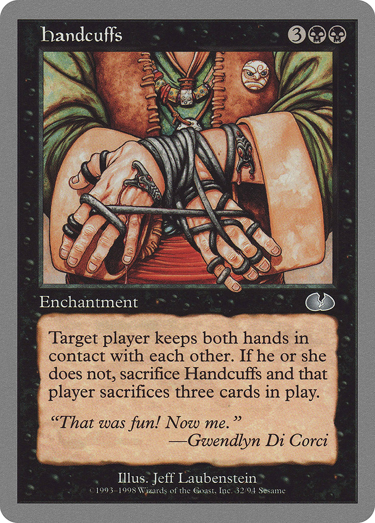 Handcuffs (UGL-032) - Unglued - Premium MTG Single from Wizards of the Coast - Just $0.40! Shop now at Game Crave Tournament Store