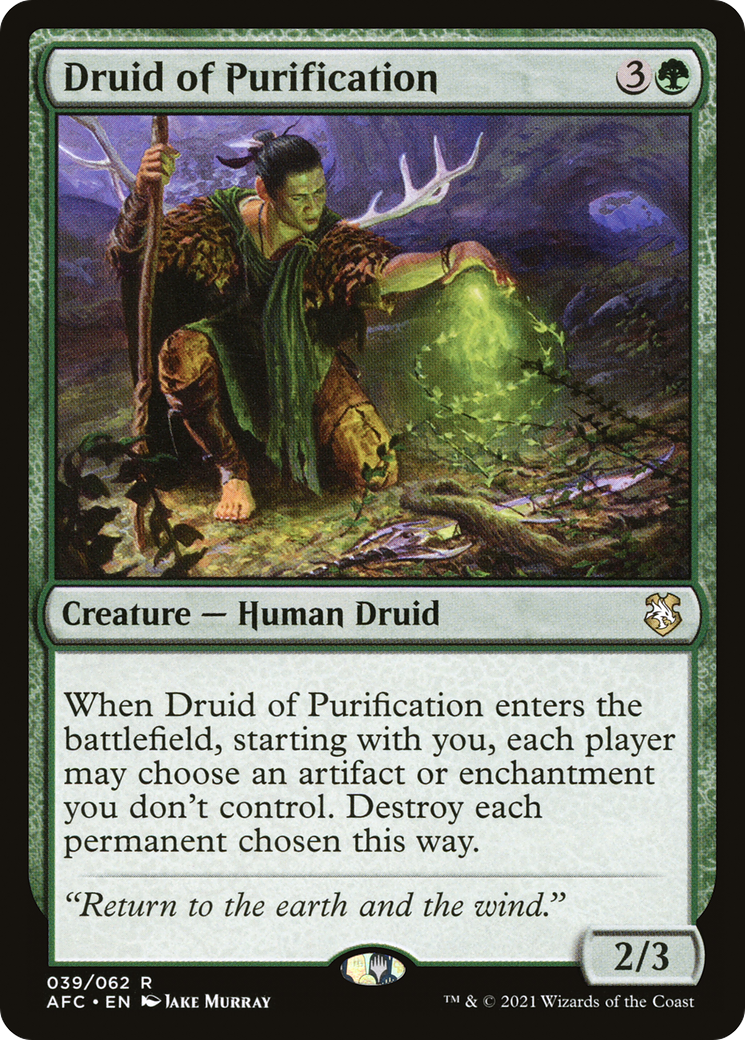 Druid of Purification (AFC-039) - Forgotten Realms Commander - Premium MTG Single from Wizards of the Coast - Just $0.65! Shop now at Game Crave Tournament Store