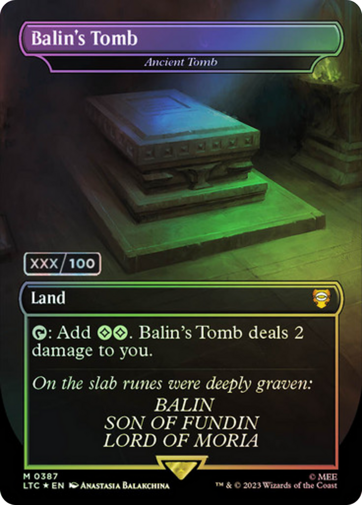 Ancient Tomb (LTC-387Z) - Tales of Middle-earth Commander / Balin's Tomb (Borderless) Foil - Premium MTG Single from Wizards of the Coast - Just $240! Shop now at Game Crave Tournament Store