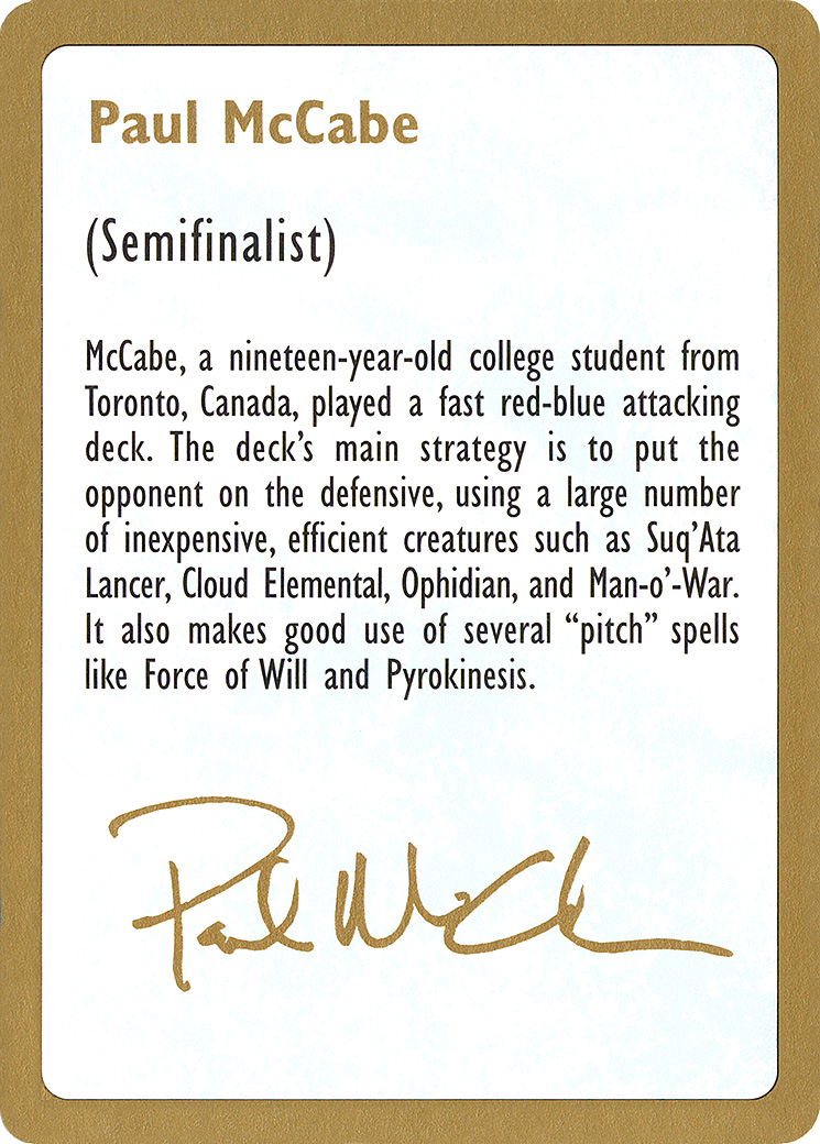 Paul McCabe Bio (WC97-PM0A) - World Championship Decks 1997 - Premium MTG Single from Wizards of the Coast - Just $0.56! Shop now at Game Crave Tournament Store