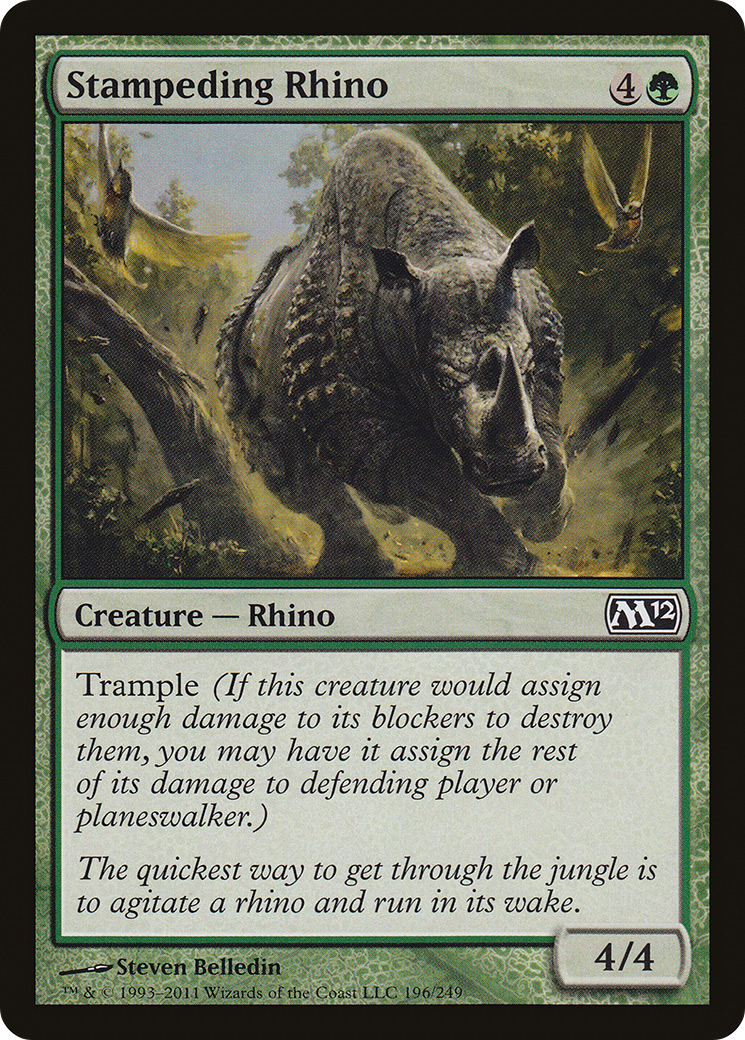 Stampeding Rhino (M12-196) - Magic 2012 Foil - Premium MTG Single from Wizards of the Coast - Just $0.08! Shop now at Game Crave Tournament Store
