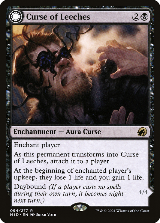 Curse of Leeches // Leeching Lurker (MID-094) - Innistrad: Midnight Hunt: (Double Faced Transform) Foil - Premium MTG Single from Wizards of the Coast - Just $0.08! Shop now at Game Crave Tournament Store