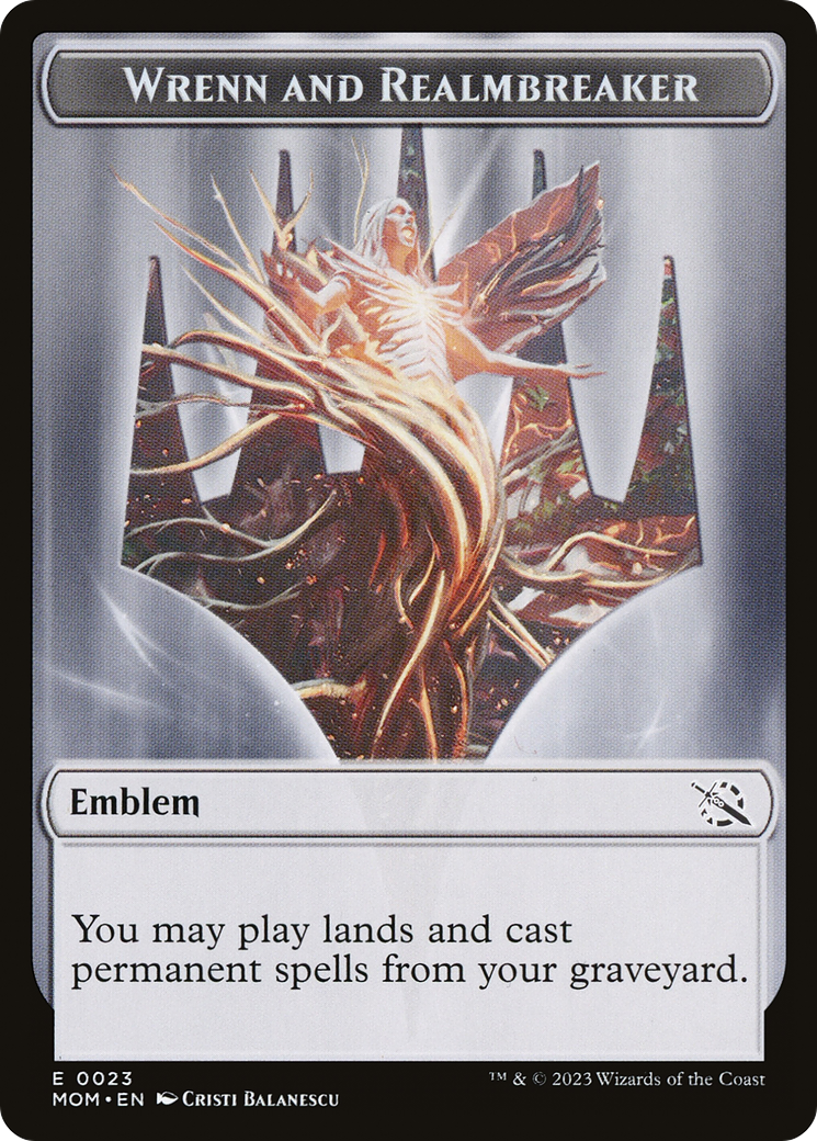Wrenn and Realmbreaker Emblem (TMOM-023) - March of the Machine Tokens - Premium MTG Single from Wizards of the Coast - Just $0! Shop now at Game Crave Tournament Store