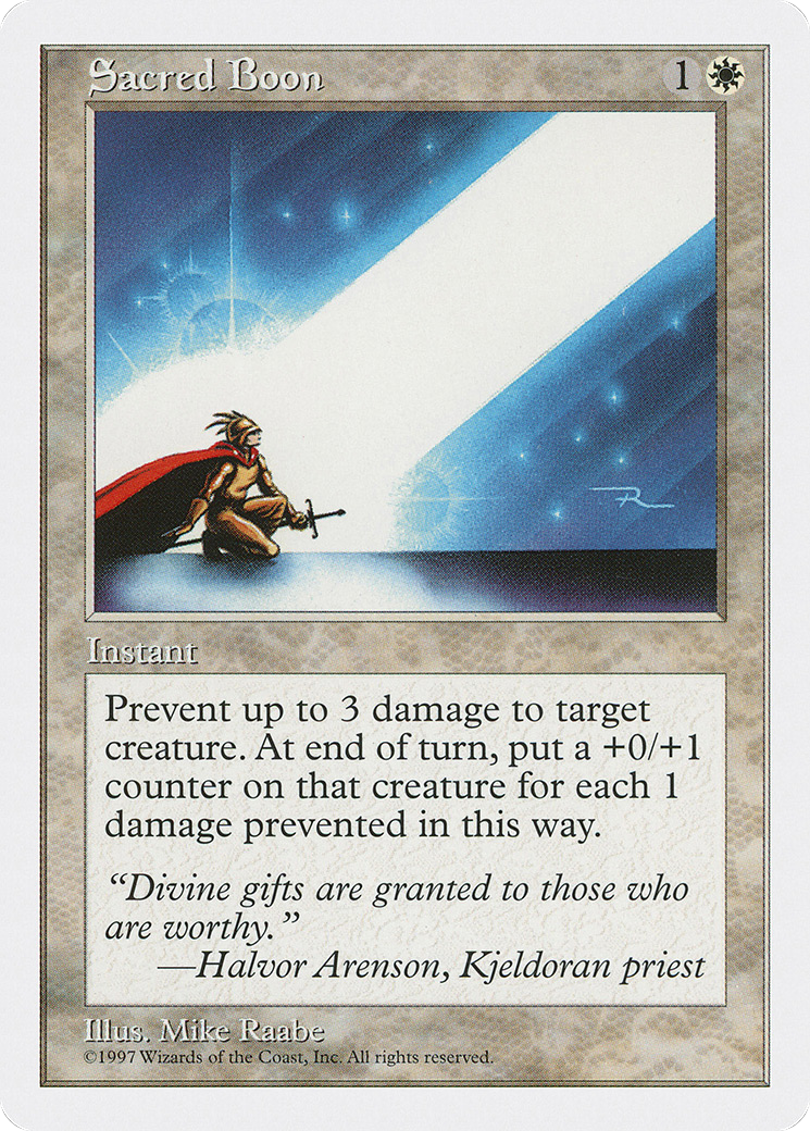 Sacred Boon (5ED-057) - Fifth Edition - Premium MTG Single from Wizards of the Coast - Just $0.08! Shop now at Game Crave Tournament Store