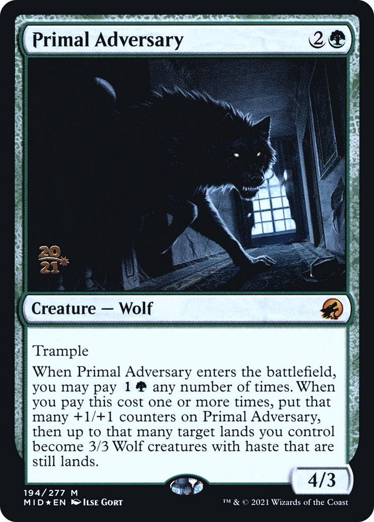 Primal Adversary (PMID-194S) - Innistrad: Midnight Hunt Promos Foil - Premium MTG Single from Wizards of the Coast - Just $0.20! Shop now at Game Crave Tournament Store