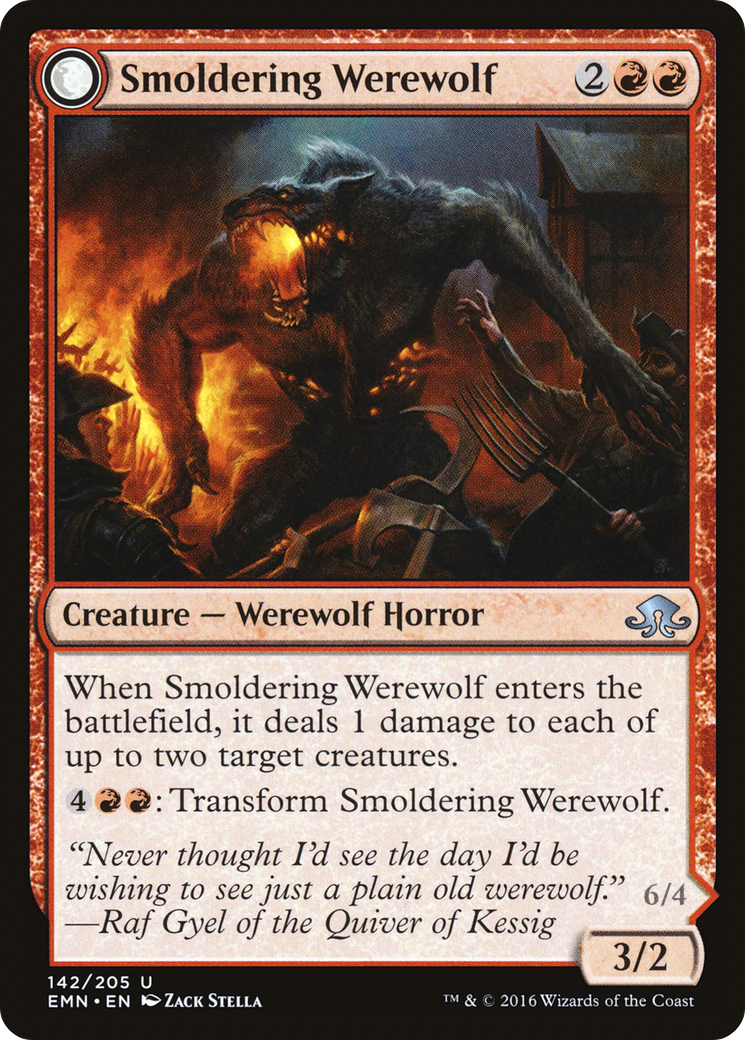 Smoldering Werewolf // Erupting Dreadwolf (EMN-142) - Eldritch Moon: (mooneldrazidfc) - Premium MTG Single from Wizards of the Coast - Just $0.08! Shop now at Game Crave Tournament Store