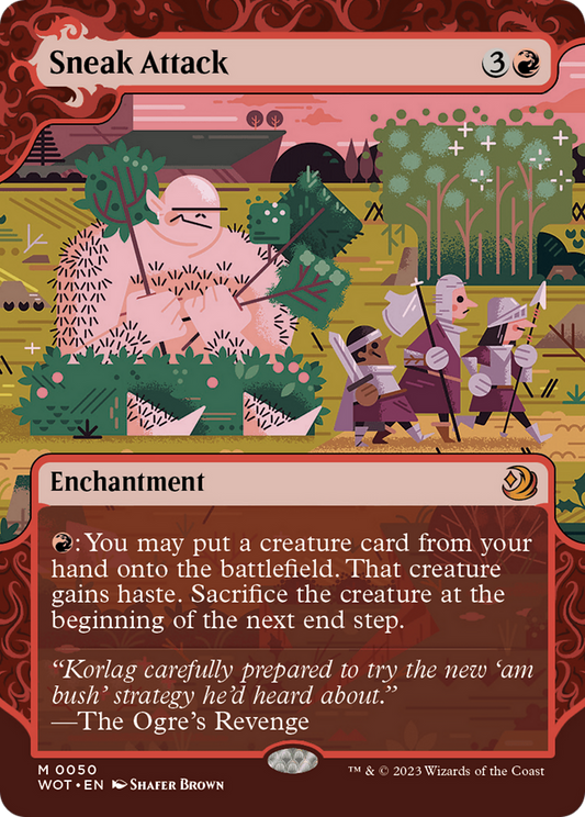 Sneak Attack (WOT-050) - Wilds of Eldraine: Enchanting Tales: (Showcase) (Borderless) - Premium MTG Single from Wizards of the Coast - Just $0.98! Shop now at Game Crave Tournament Store