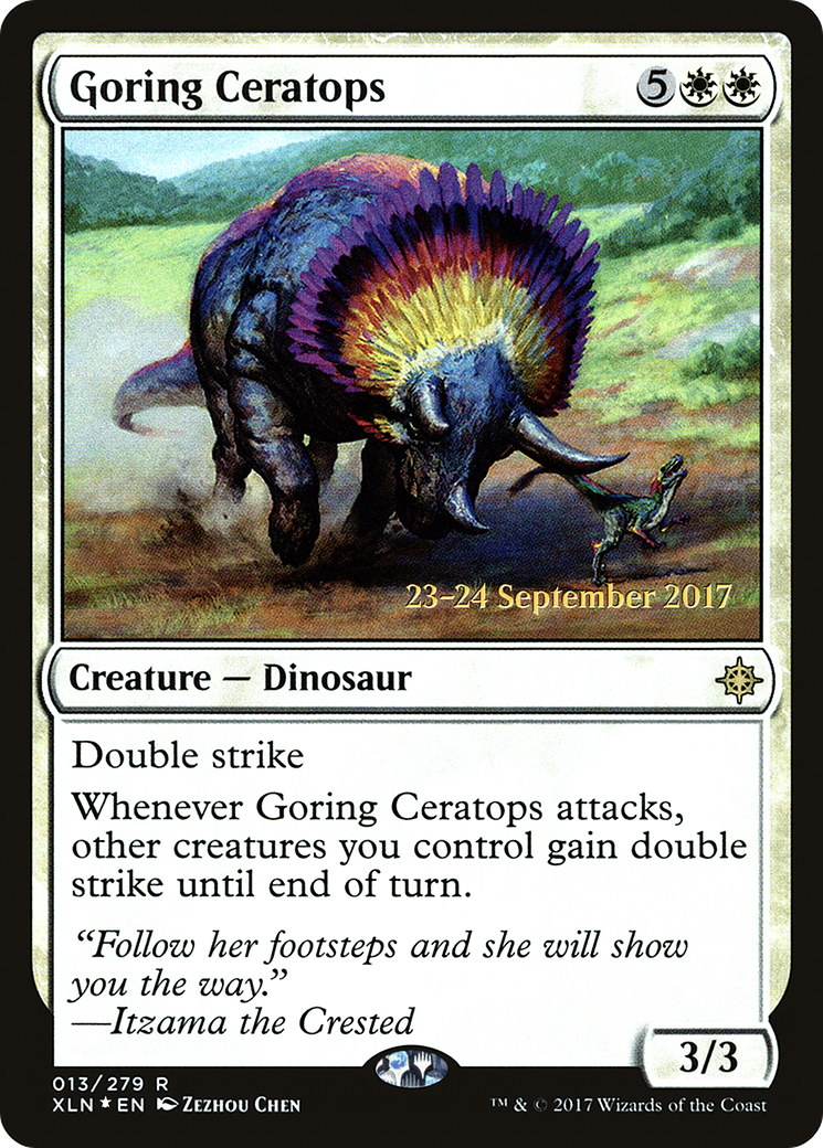 Goring Ceratops (PXLN-13S) - Ixalan Promos Foil - Premium MTG Single from Wizards of the Coast - Just $1.82! Shop now at Game Crave Tournament Store