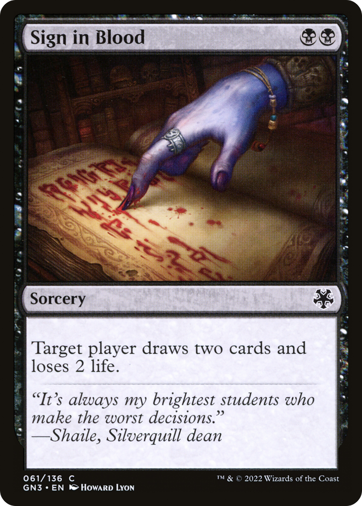 Sign in Blood (GN3-061) - Game Night: Free-for-All - Premium MTG Single from Wizards of the Coast - Just $0.08! Shop now at Game Crave Tournament Store