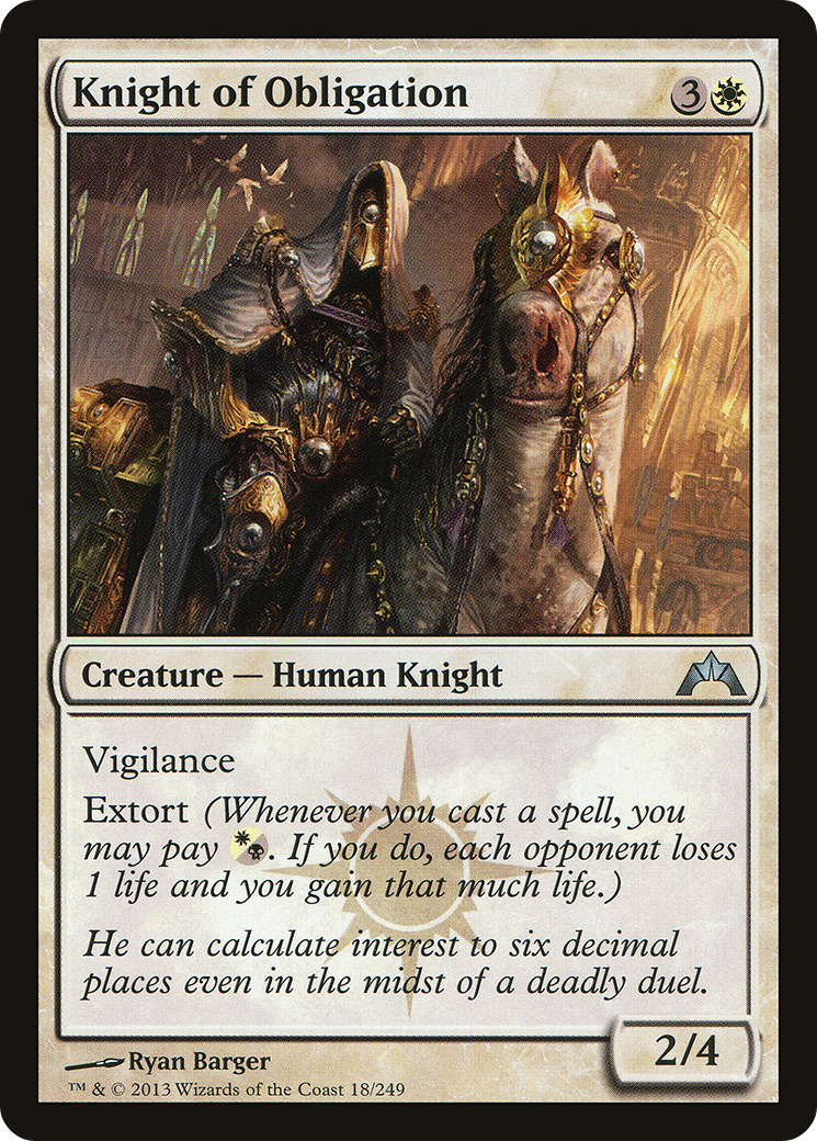 Knight of Obligation (GTC-018) - Gatecrash - Premium MTG Single from Wizards of the Coast - Just $0.08! Shop now at Game Crave Tournament Store