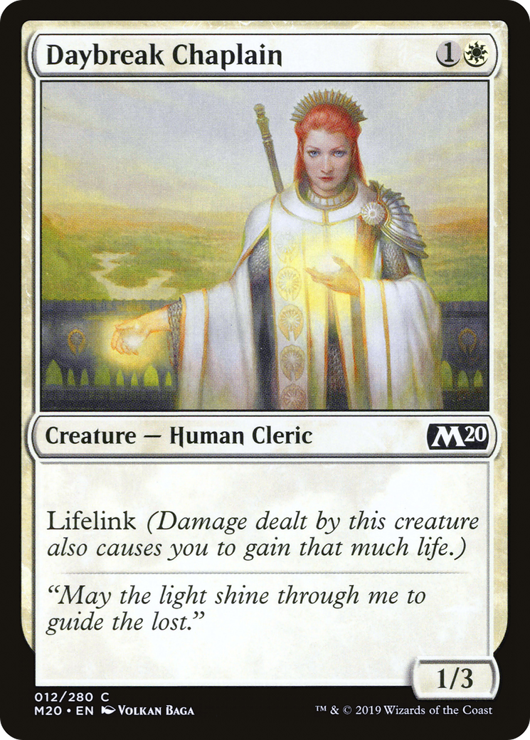 Daybreak Chaplain (M20-012) - Core Set 2020 - Premium MTG Single from Wizards of the Coast - Just $0.08! Shop now at Game Crave Tournament Store
