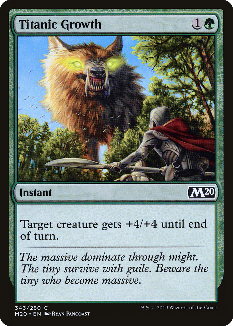 Titanic Growth (M20-343) - Core Set 2020 - Premium MTG Single from Wizards of the Coast - Just $0.08! Shop now at Game Crave Tournament Store