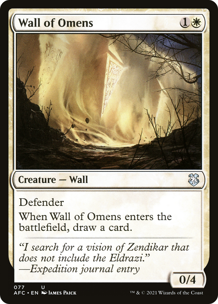 Wall of Omens (AFC-077) - Forgotten Realms Commander - Premium MTG Single from Wizards of the Coast - Just $0.08! Shop now at Game Crave Tournament Store