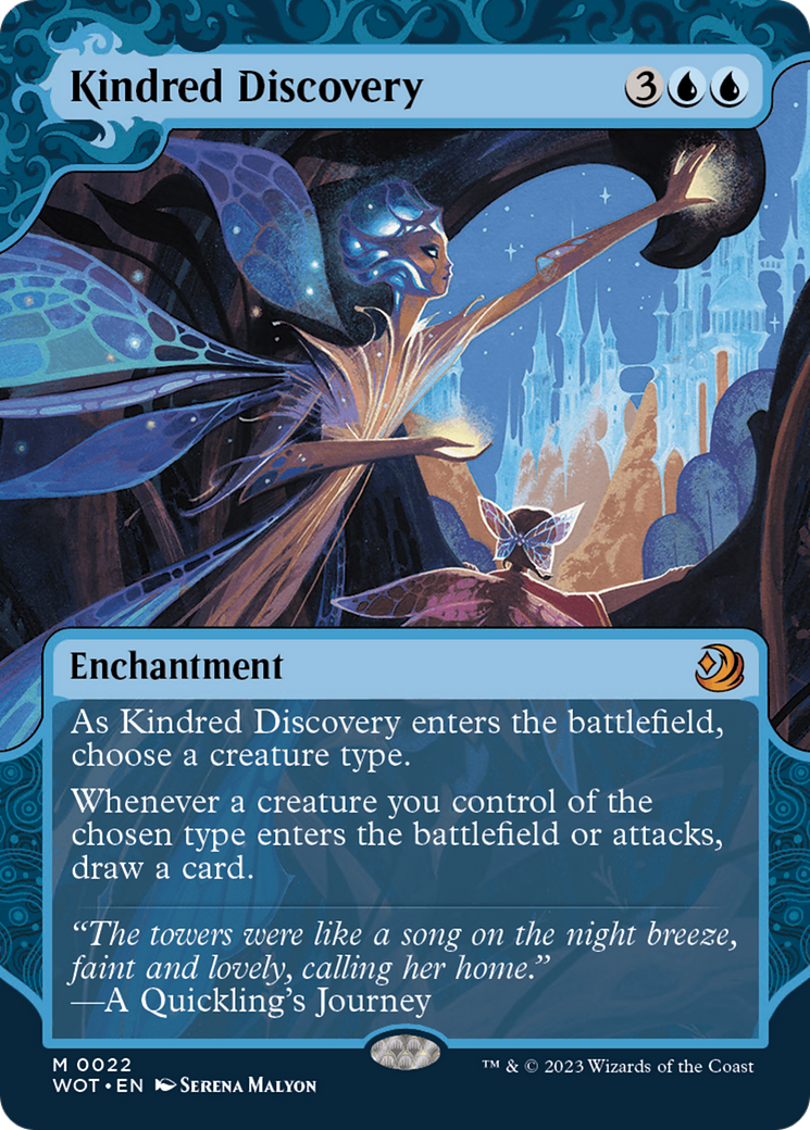 Kindred Discovery (WOT-022) - Wilds of Eldraine: Enchanting Tales: (Showcase) (Borderless) - Premium MTG Single from Wizards of the Coast - Just $1.40! Shop now at Game Crave Tournament Store