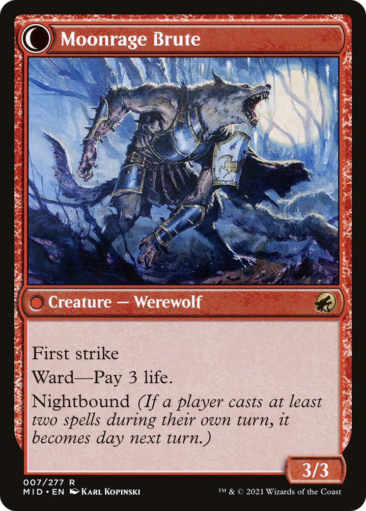 Brutal Cathar // Moonrage Brute (MID-007) - Innistrad: Midnight Hunt: (Double Faced Transform) Foil - Premium MTG Single from Wizards of the Coast - Just $0.13! Shop now at Game Crave Tournament Store