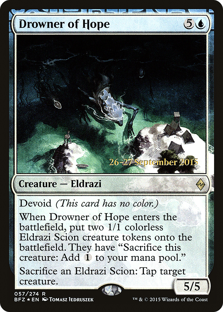 Drowner of Hope (PBFZ-57S) - Battle for Zendikar Promos: (devoid) Foil - Premium MTG Single from Wizards of the Coast - Just $0.24! Shop now at Game Crave Tournament Store