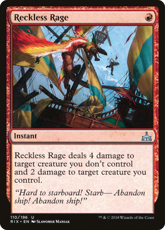 Reckless Rage (RIX-110) - Rivals of Ixalan - Premium MTG Single from Wizards of the Coast - Just $0.35! Shop now at Game Crave Tournament Store