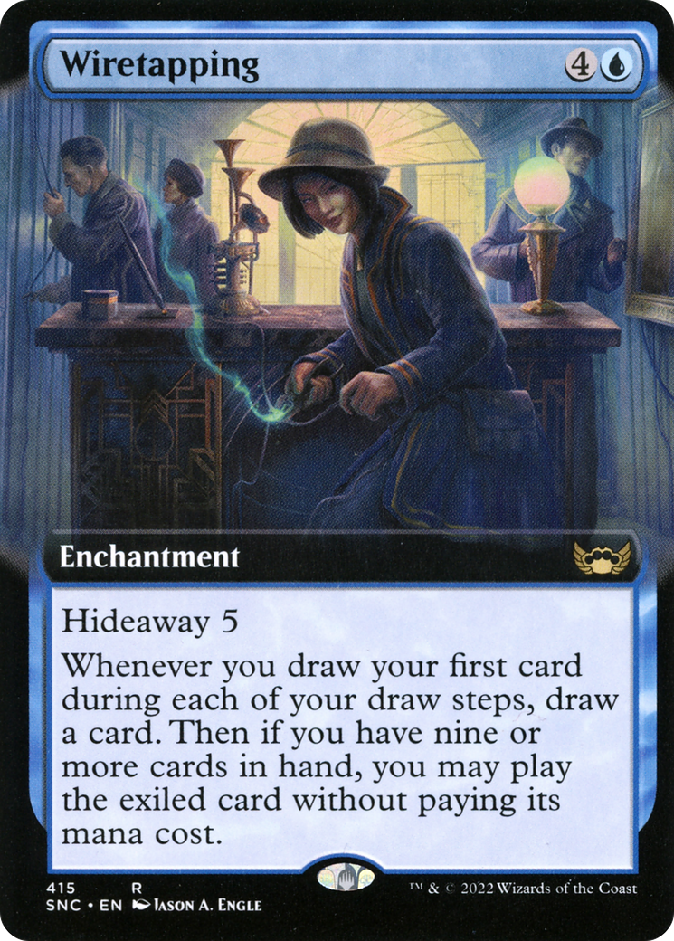 Wiretapping (SNC-415) - Streets of New Capenna: (Extended Art) Foil - Premium MTG Single from Wizards of the Coast - Just $0.08! Shop now at Game Crave Tournament Store