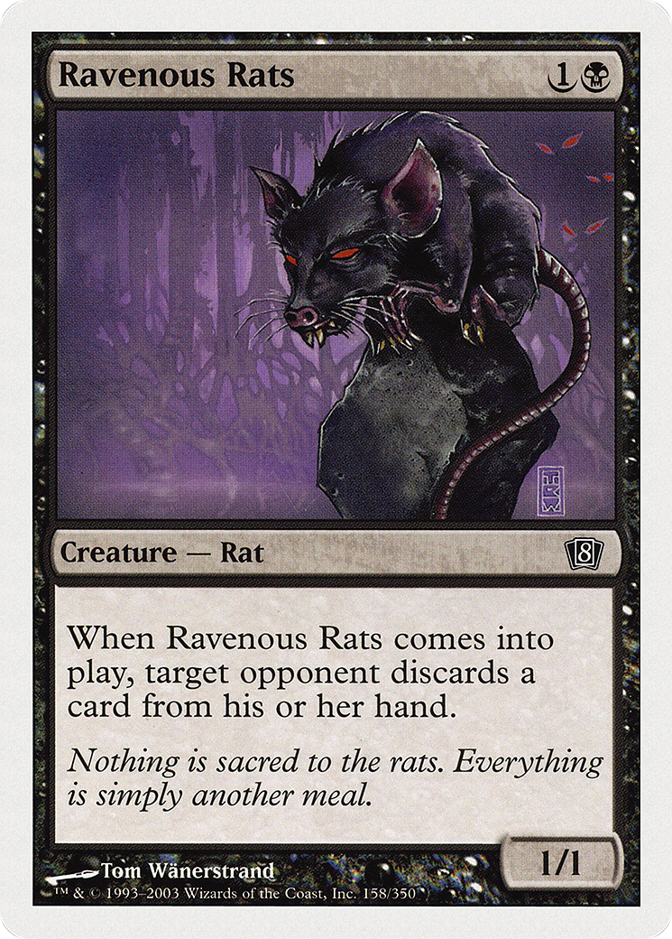 Ravenous Rats (8ED-158) - Eighth Edition - Premium MTG Single from Wizards of the Coast - Just $0.25! Shop now at Game Crave Tournament Store