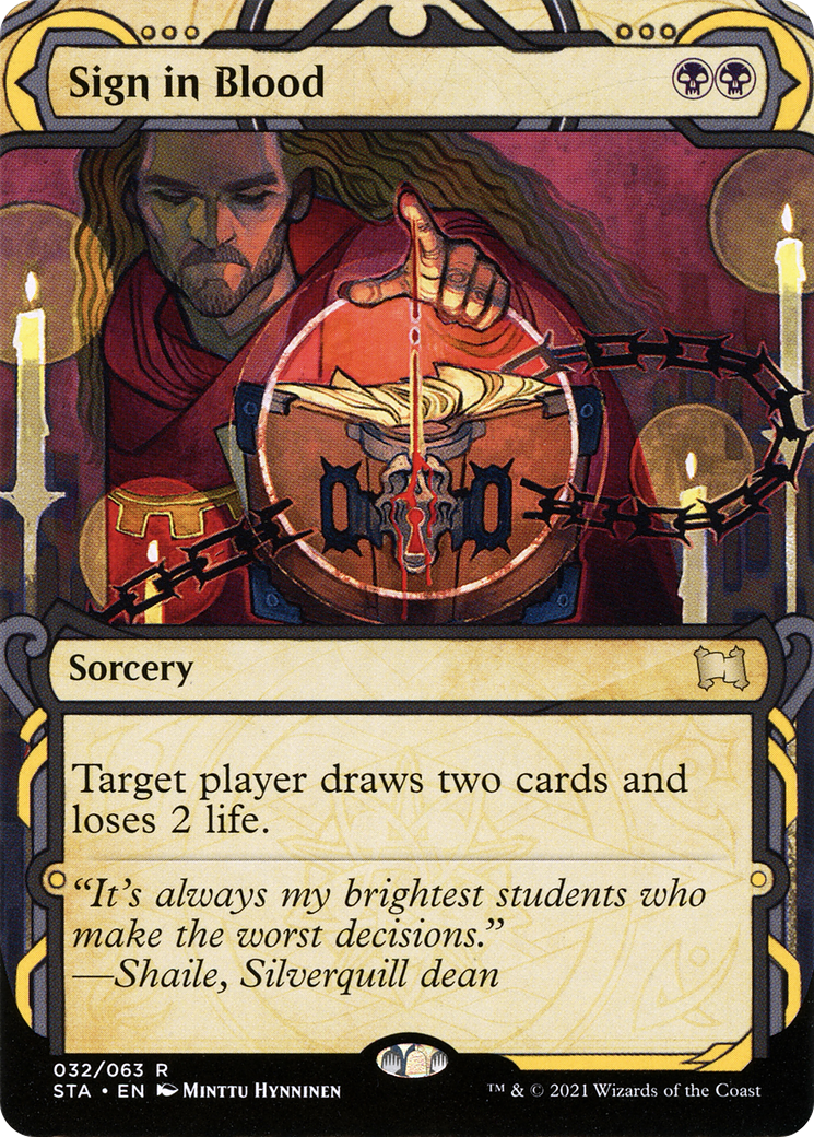 Sign in Blood (STA-032) - Strixhaven Mystical Archive: (Showcase) (Borderless) - Premium MTG Single from Wizards of the Coast - Just $3.66! Shop now at Game Crave Tournament Store