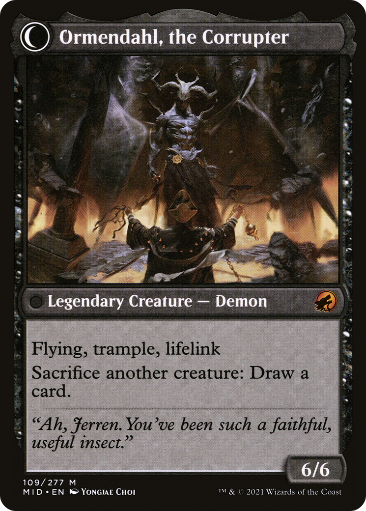 Jerren, Corrupted Bishop // Ormendahl, the Corrupter (MID-109) - Innistrad: Midnight Hunt: (Double Faced Transform) - Premium MTG Single from Wizards of the Coast - Just $0.10! Shop now at Game Crave Tournament Store