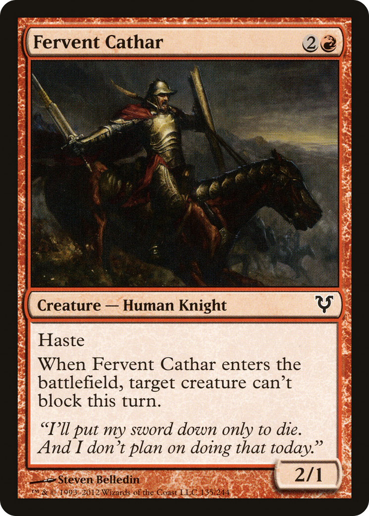 Fervent Cathar (AVR-135) - Avacyn Restored Foil - Premium MTG Single from Wizards of the Coast - Just $0.08! Shop now at Game Crave Tournament Store