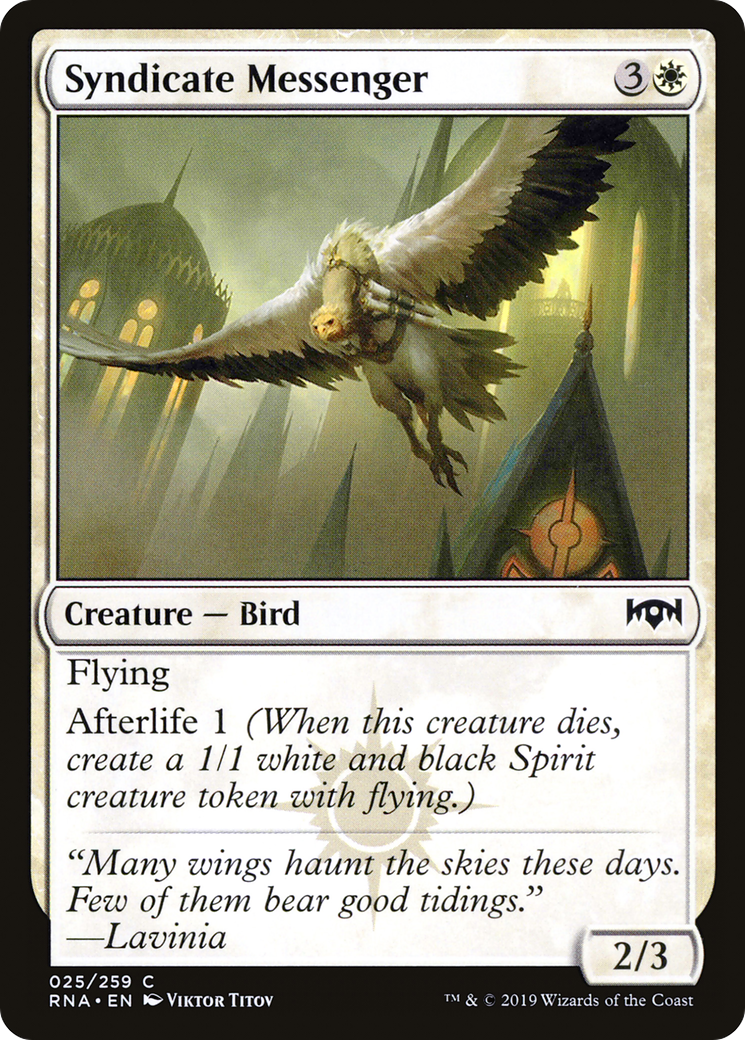 Syndicate Messenger (RNA-025) - Ravnica Allegiance - Premium MTG Single from Wizards of the Coast - Just $0.25! Shop now at Game Crave Tournament Store