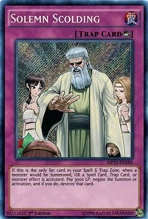 Solemn Scolding (MP15-EN186) - 2015 Mega-Tins Mega Pack 1st Edition - Premium Yugioh Single from Konami - Just $1.37! Shop now at Game Crave Tournament Store