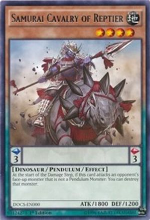 Samurai Cavalry of Reptier (DOCS-EN000) - Dimension of Chaos 1st Edition - Premium Yugioh Single from Konami - Just $0.25! Shop now at Game Crave Tournament Store