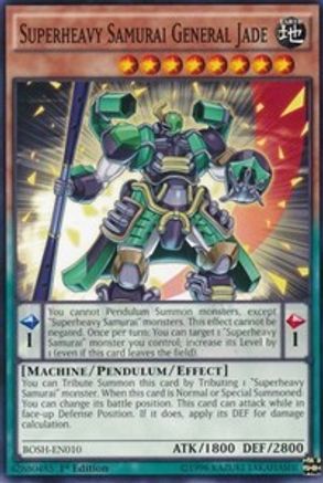 Superheavy Samurai General Jade (BOSH-EN010) - Breakers of Shadow 1st Edition - Premium Yugioh Single from Konami - Just $0.25! Shop now at Game Crave Tournament Store