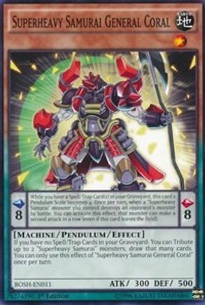 Superheavy Samurai General Coral (BOSH-EN011) - Breakers of Shadow 1st Edition - Premium Yugioh Single from Konami - Just $0.25! Shop now at Game Crave Tournament Store