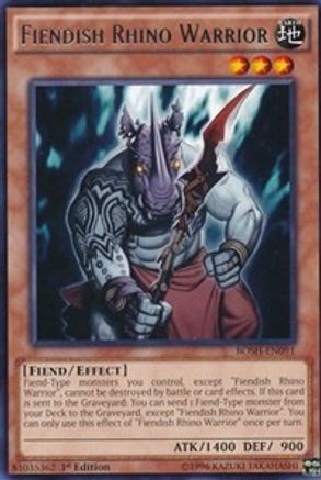 Fiendish Rhino Warrior (BOSH-EN091) - Breakers of Shadow 1st Edition - Premium Yugioh Single from Konami - Just $0.14! Shop now at Game Crave Tournament Store